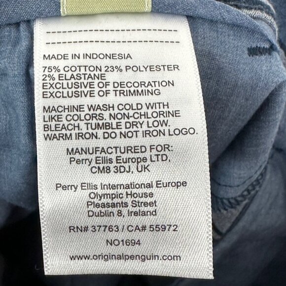 NWT Original Penguin 8inch Striped Chino Shorts Slim Fit Stretch Blue Size 33 Be - Picture 9 of 14